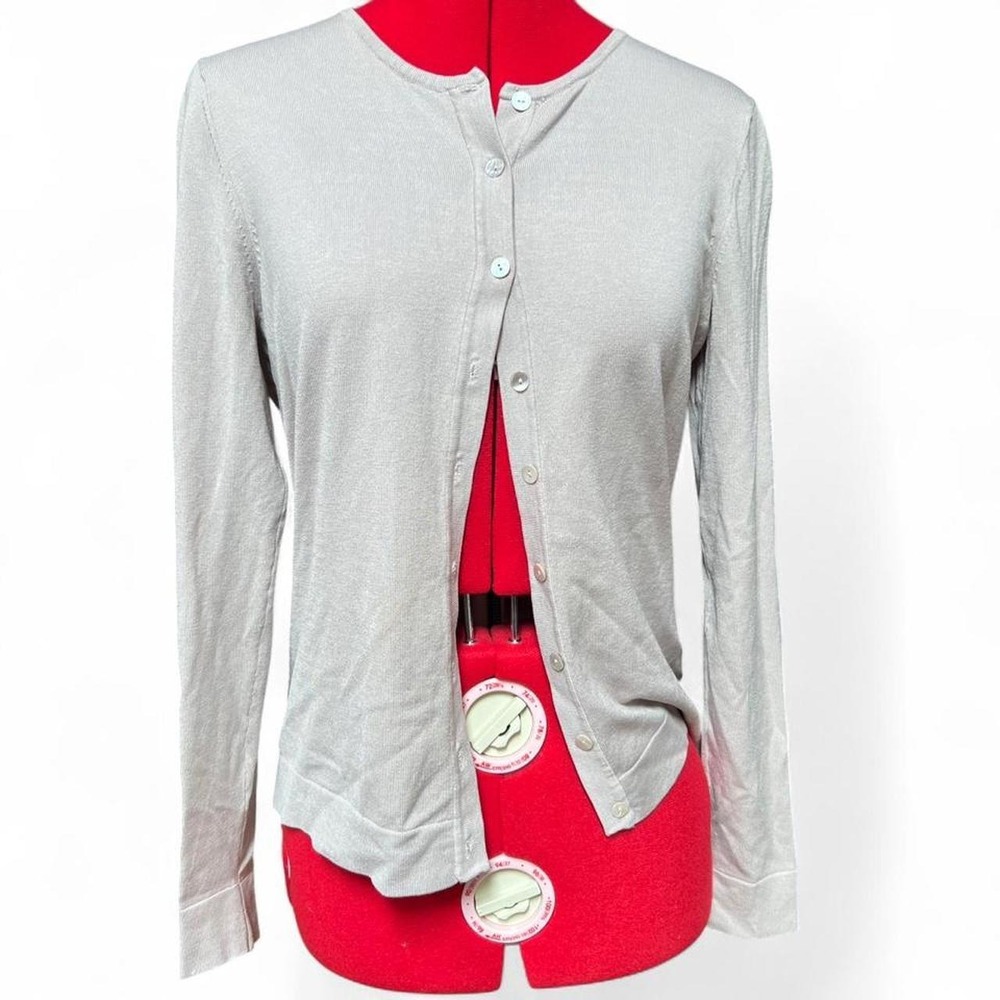 August Silk grey silk blend cardigan size medium preppy cottagecore